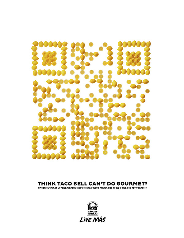 Taco Bells QR code made from lemons