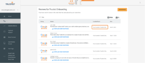 Reviews in the Dashboard